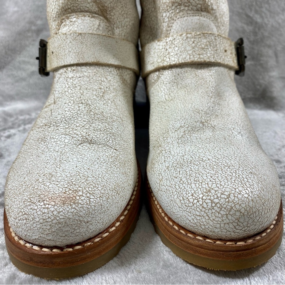FRYE Women's Veronica Leather Boots Booties sz 11 White Distressed Cracked NWOB - Picture 9 of 16